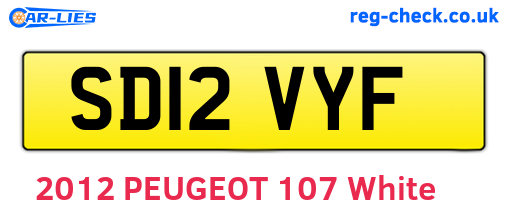 SD12VYF are the vehicle registration plates.