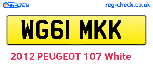 WG61MKK are the vehicle registration plates.