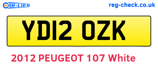 YD12OZK are the vehicle registration plates.