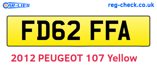 FD62FFA are the vehicle registration plates.