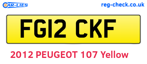 FG12CKF are the vehicle registration plates.