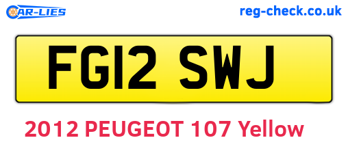 FG12SWJ are the vehicle registration plates.
