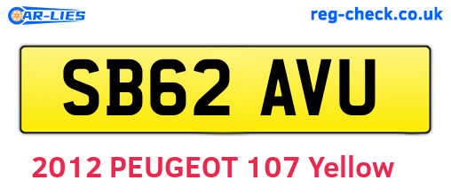 SB62AVU are the vehicle registration plates.
