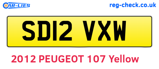 SD12VXW are the vehicle registration plates.