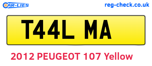 T44LMA are the vehicle registration plates.