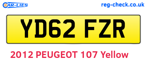 YD62FZR are the vehicle registration plates.
