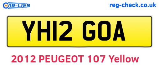 YH12GOA are the vehicle registration plates.