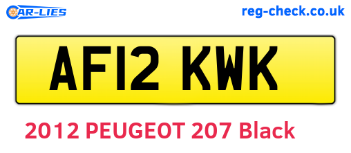 AF12KWK are the vehicle registration plates.