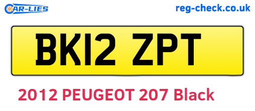 BK12ZPT are the vehicle registration plates.