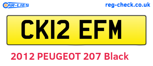 CK12EFM are the vehicle registration plates.