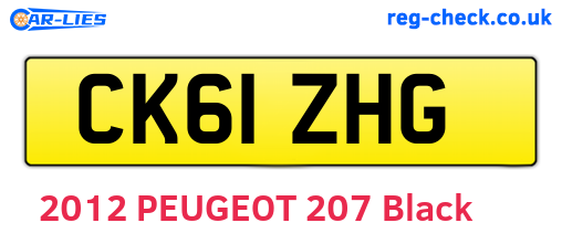 CK61ZHG are the vehicle registration plates.