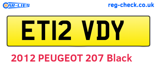 ET12VDY are the vehicle registration plates.
