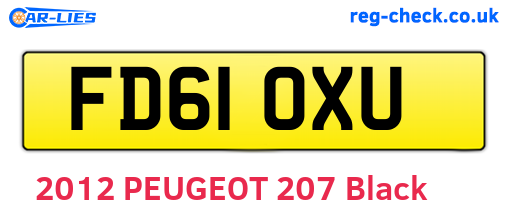 FD61OXU are the vehicle registration plates.