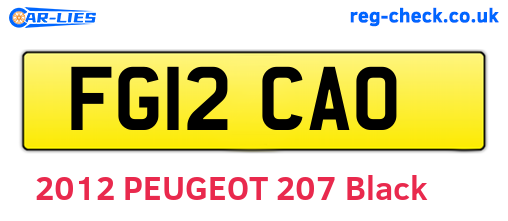 FG12CAO are the vehicle registration plates.
