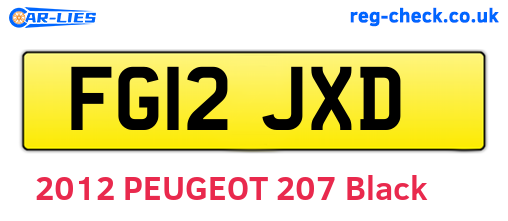 FG12JXD are the vehicle registration plates.