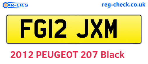 FG12JXM are the vehicle registration plates.