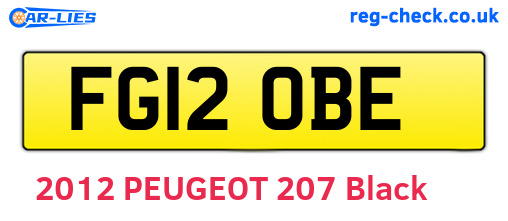 FG12OBE are the vehicle registration plates.