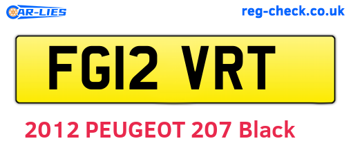 FG12VRT are the vehicle registration plates.