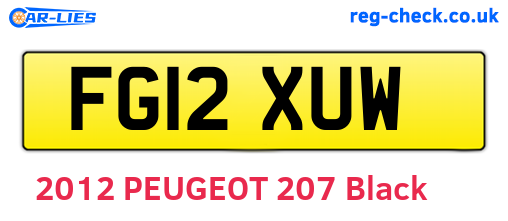 FG12XUW are the vehicle registration plates.