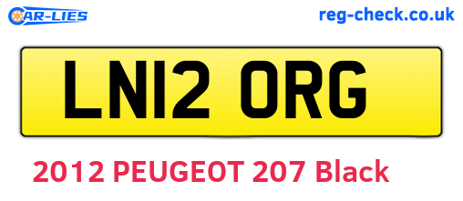 LN12ORG are the vehicle registration plates.
