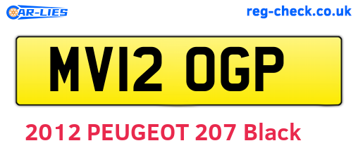 MV12OGP are the vehicle registration plates.