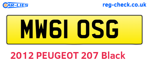 MW61OSG are the vehicle registration plates.