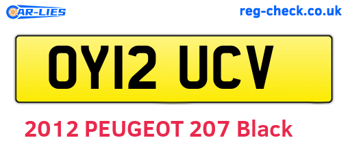 OY12UCV are the vehicle registration plates.