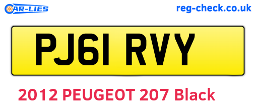PJ61RVY are the vehicle registration plates.