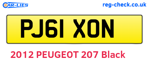 PJ61XON are the vehicle registration plates.