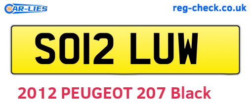 SO12LUW are the vehicle registration plates.