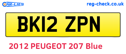 BK12ZPN are the vehicle registration plates.