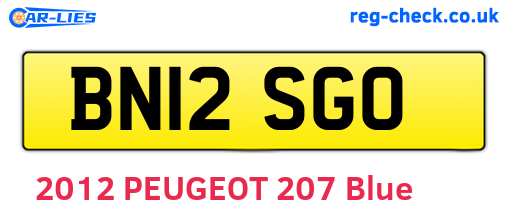 BN12SGO are the vehicle registration plates.