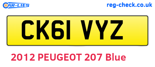CK61VYZ are the vehicle registration plates.