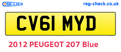 CV61MYD are the vehicle registration plates.
