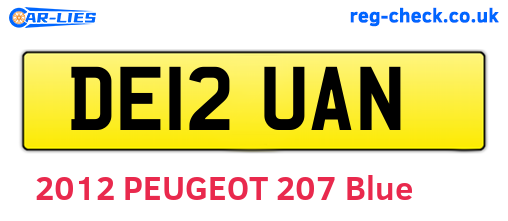DE12UAN are the vehicle registration plates.