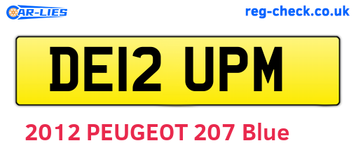 DE12UPM are the vehicle registration plates.