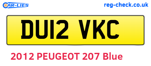 DU12VKC are the vehicle registration plates.