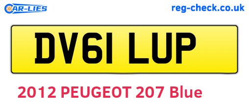 DV61LUP are the vehicle registration plates.