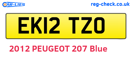 EK12TZO are the vehicle registration plates.