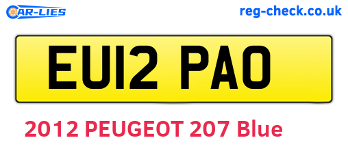EU12PAO are the vehicle registration plates.