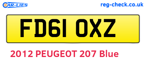 FD61OXZ are the vehicle registration plates.