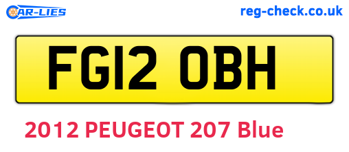 FG12OBH are the vehicle registration plates.