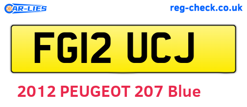 FG12UCJ are the vehicle registration plates.