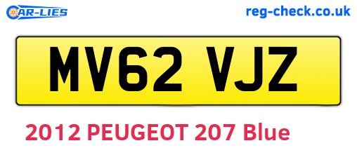MV62VJZ are the vehicle registration plates.