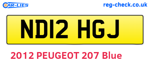 ND12HGJ are the vehicle registration plates.