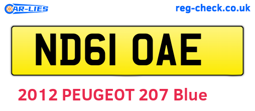ND61OAE are the vehicle registration plates.