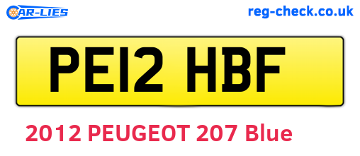 PE12HBF are the vehicle registration plates.