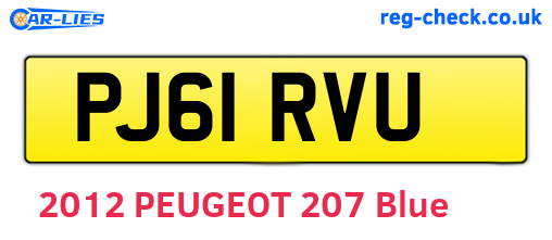PJ61RVU are the vehicle registration plates.
