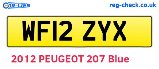WF12ZYX are the vehicle registration plates.