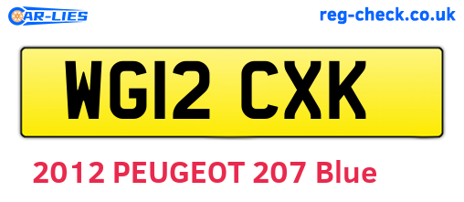 WG12CXK are the vehicle registration plates.